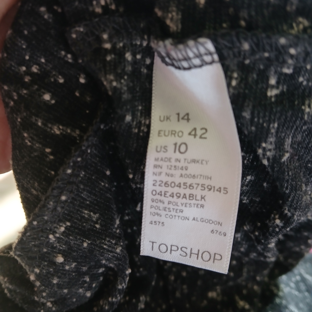 Topshop Black Tee‎ with Gold Graphic Sz 10 - Picture 3 of 4
